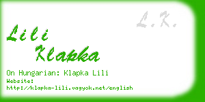 lili klapka business card